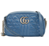 GG Marmont Small Matelasse, &pound;750, Handbags, Blue, Leather, Front view